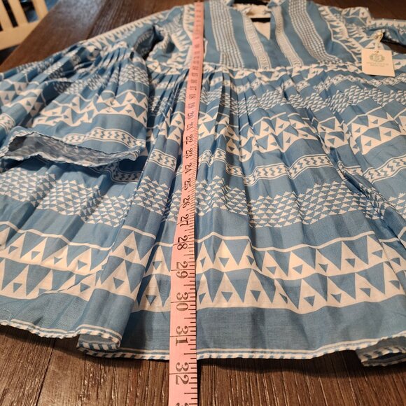 Hyacinth House Blue & White Bell Sleeved Blaine Mini Dress NWT XS - Picture 3 of 12